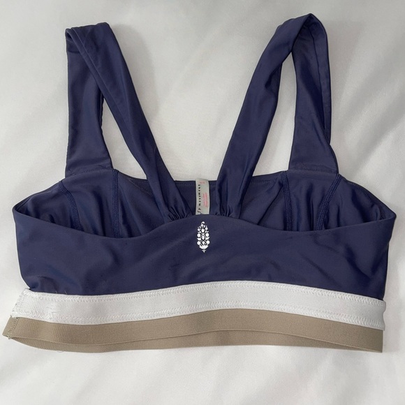 Free People Movement Sports Bra Size Medium Navy Blue,Tan and White - Picture 7 of 10